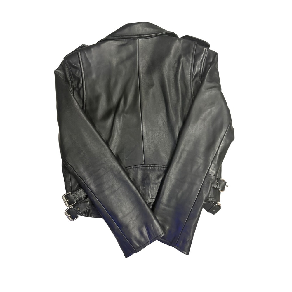 Walter Baker WB30133 Lamb Leather Moto Jacket S Black Biker Asymmetrical Zip - Picture 2 of 8